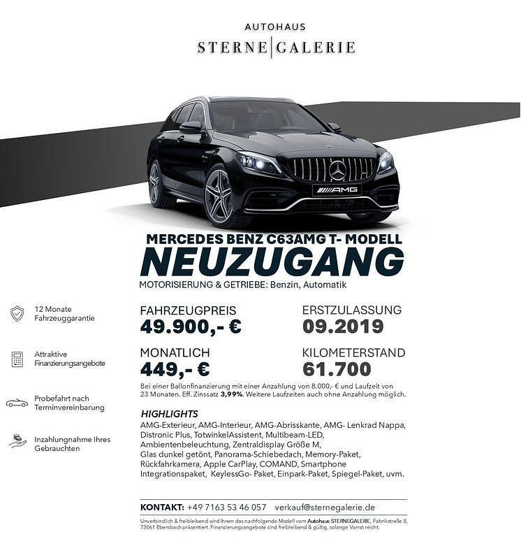 Schwarz Gebraucht 2019 Mercedes C63 AMG AMG Limousine | 49.900 € (Fairer Preis) - Bild 1/1