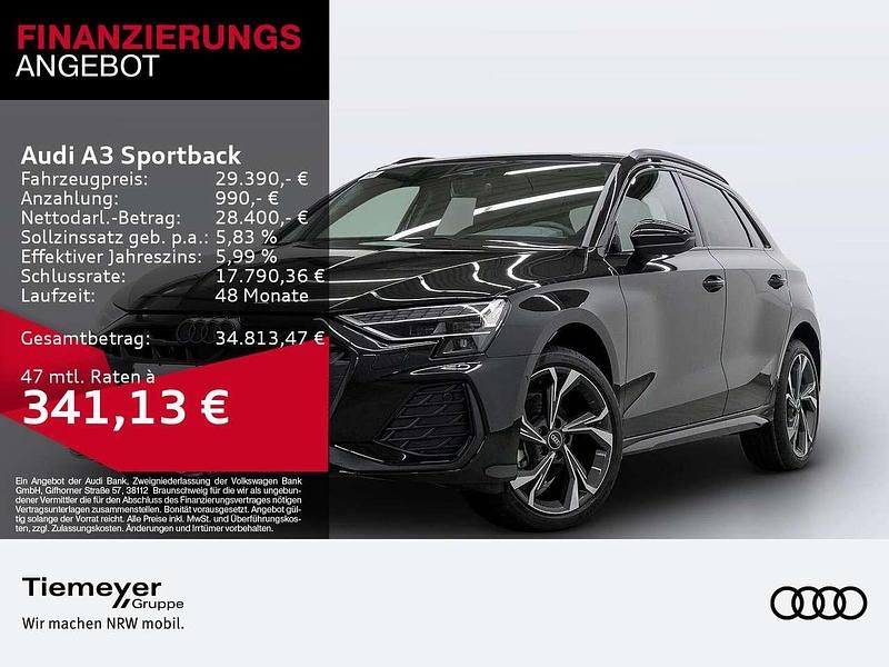 Mythosschwarz metallic Gebraucht 2025 Audi A3 S-Line Limousine | 29.390 € (Superpreis) - Bild 1/4