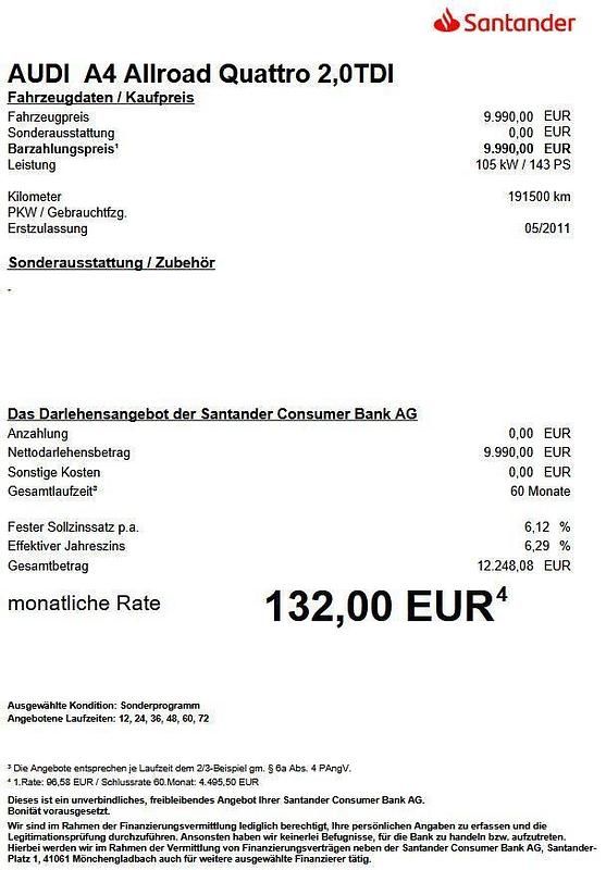 Gebraucht Audi A4 Allroad Advanced 143 PS (105 kW) 2011 Grau Kombi