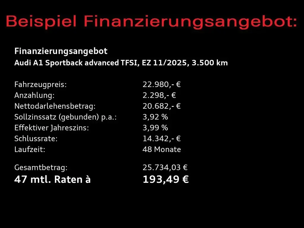Gebraucht Audi A1 Sportback Advanced Plus 116 PS (85 kW) 2025 Rot Kleinwagen