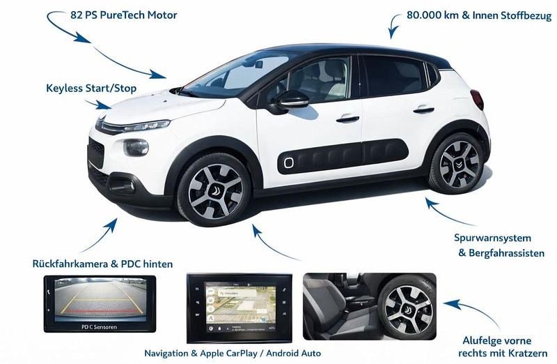 Gebraucht Citroën C3 PureTech 82 PS (60 kW) 2018 Weiß Kleinwagen