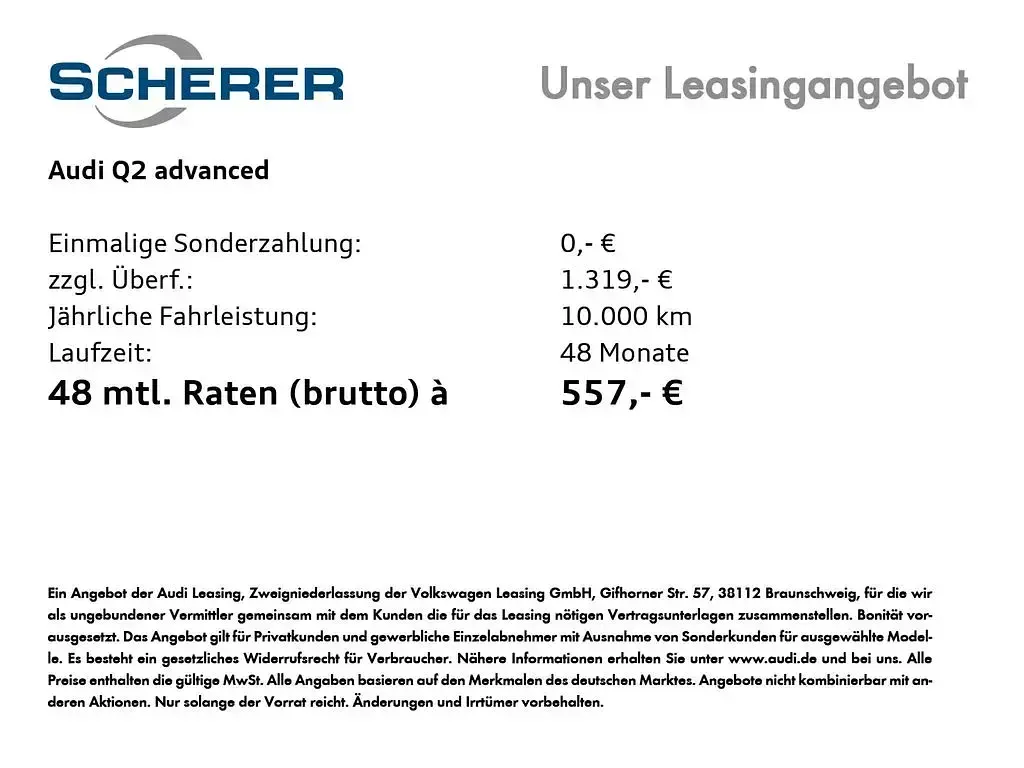 Neu Audi Q2 Advanced Plus 150 PS (110 kW) 2026 Blau SUV