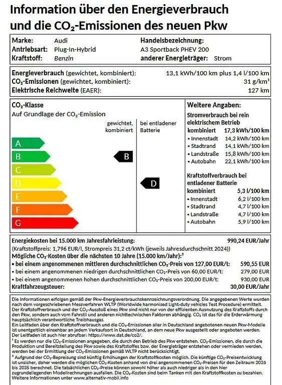 Neu Audi A3 Sportback e-tron S-Line 177 PS (130 kW) 2026 Grau Kleinwagen