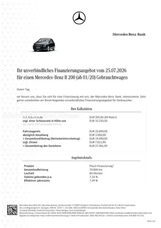 Gebraucht Mercedes B200 Progressive 163 PS (119 kW) 2022 Nachtschwarz  unilack Kleinwagen