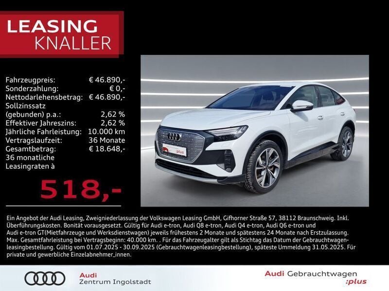 Gletscherweiß metallic Gebraucht 2024 Audi Q4 Sportback e-tron Advanced SUV | 46.890 € (Guter Preis) - Bild 1/2