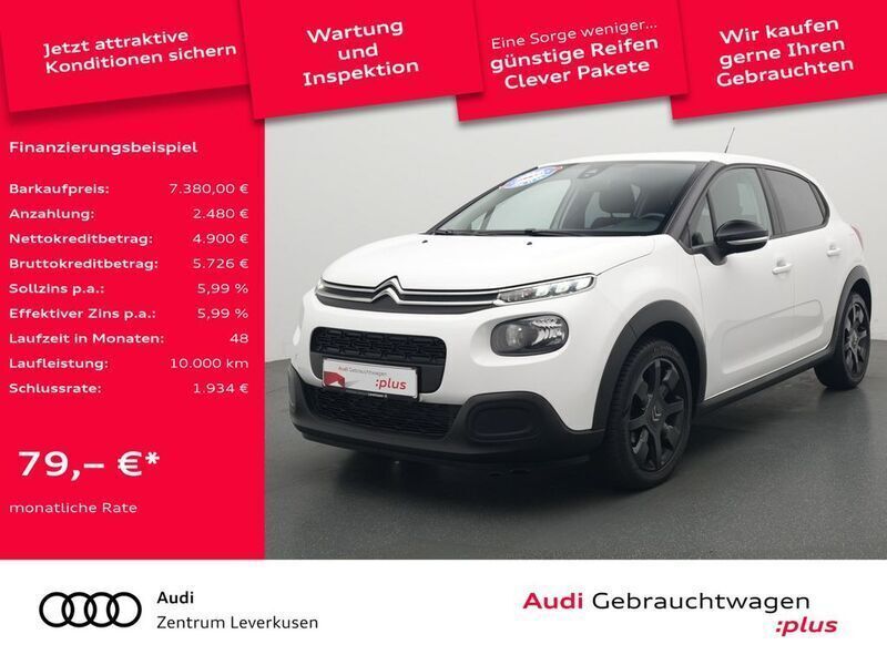 Polarweiss Gebraucht 2018 Citroën C3 Feel Kleinwagen | 9.980 € (Teuer) - Bild 1/4