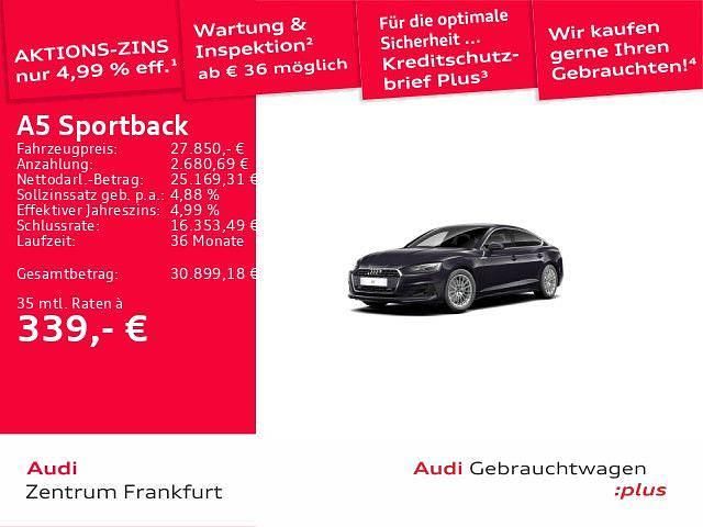Schwarz Gebraucht 2022 Audi A5 Sportback Basis Kleinwagen | 27.850 € (Superpreis) - Bild 1/3