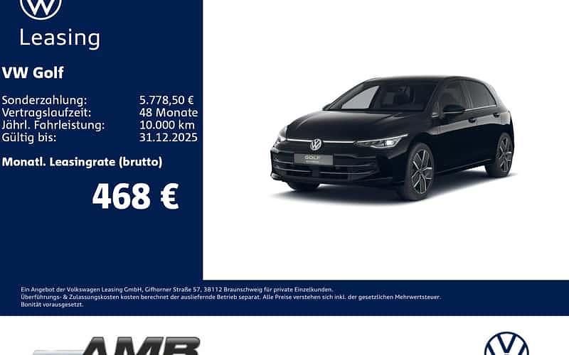 Schwarz Neu 2025 VW Golf VIII Style Limousine | 52.950 € - Bild 1/4
