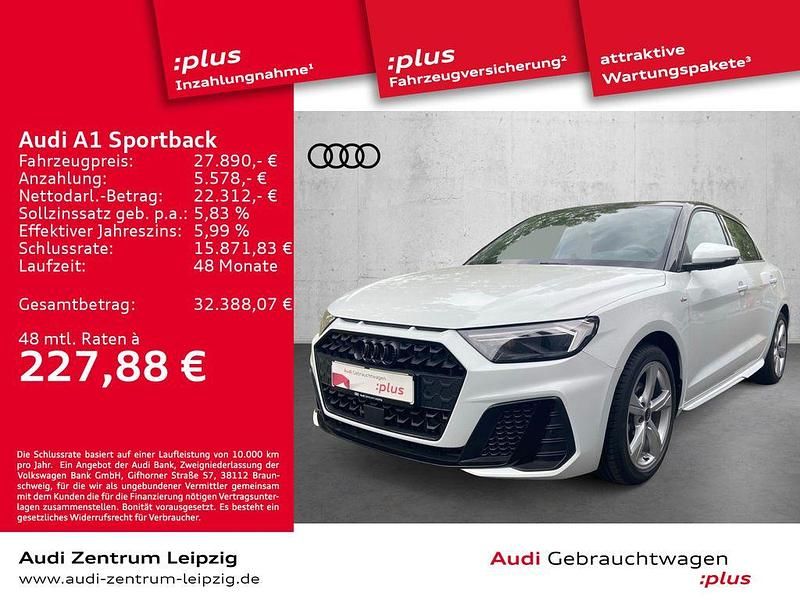 Gletscherweiß metallic Gebraucht 2023 Audi A1 Sportback S-Line Kleinwagen | 27.890 € (Fairer Preis) - Bild 1/3
