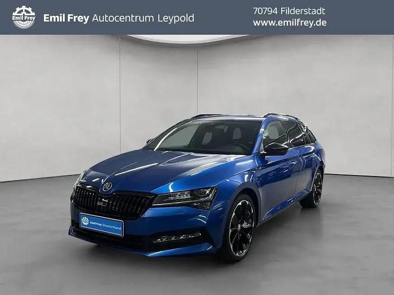 Race blau metallic Gebraucht 2021 Skoda Superb SportLine Kombi | 24.890 € (Guter Preis) - Bild 1/4