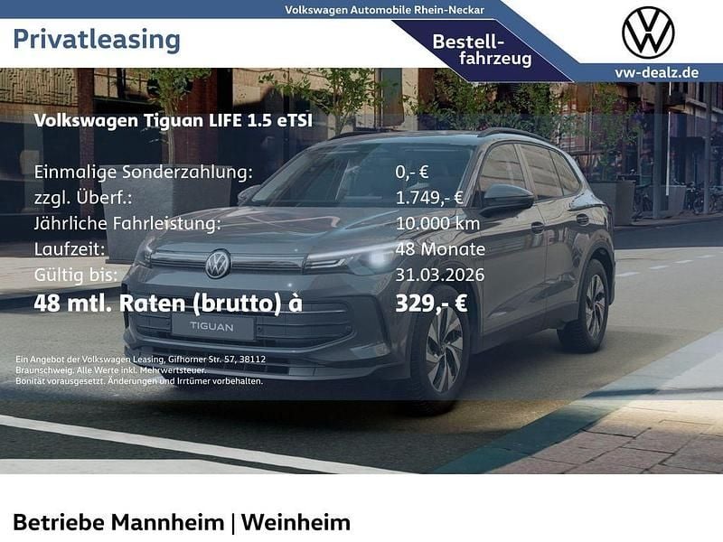 Grau Neu 2026 VW Tiguan Life SUV | 38.799 € (Guter Preis) - Bild 1/4