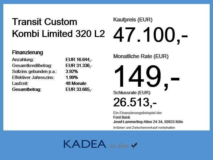 Neu Ford Transit Custom Limited 170 PS (125 kW) 2026 Frost weiß Kombi