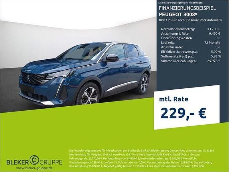 Blau Gebraucht 2023 Peugeot 3008 Allure SUV | 21.980 € (Superpreis) - Bild 1/3