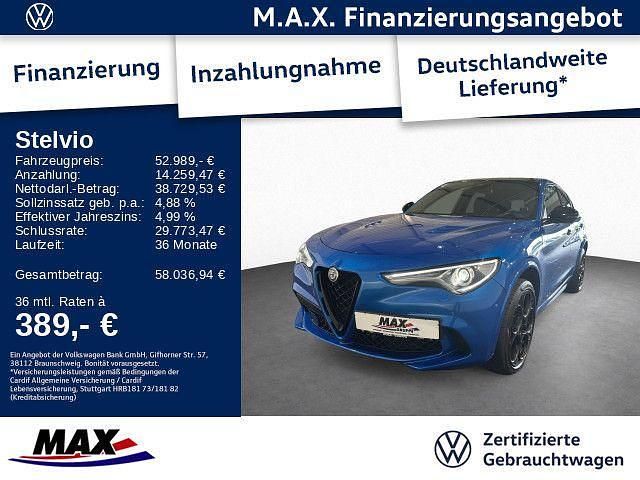 Colore esterno blu misano Gebraucht 2023 Alfa Romeo Stelvio Quadrifoglio SUV | 52.989 € (Fairer Preis) - Bild 1/3