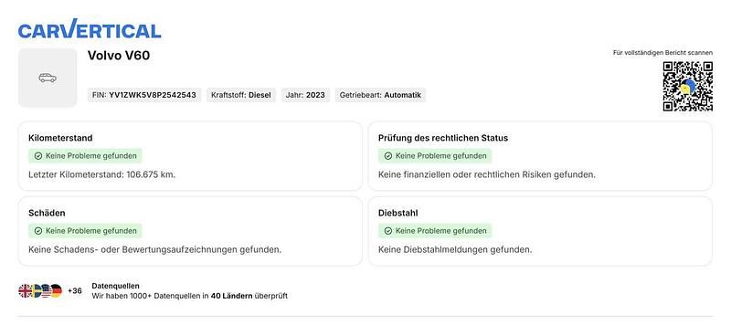 Gebraucht Volvo V60 Plus 197 PS (144 kW) 2023 Onyx black / metallic Kombi