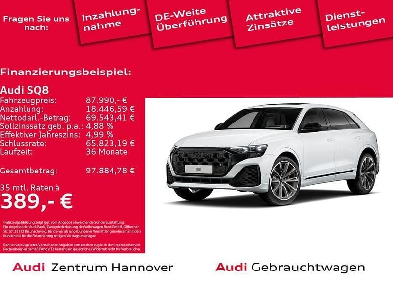 2y gletscherweiß metallic (metallic) Gebraucht 2024 Audi SQ8 Ambiente SUV | 87.990 € (Superpreis) - Bild 1/4