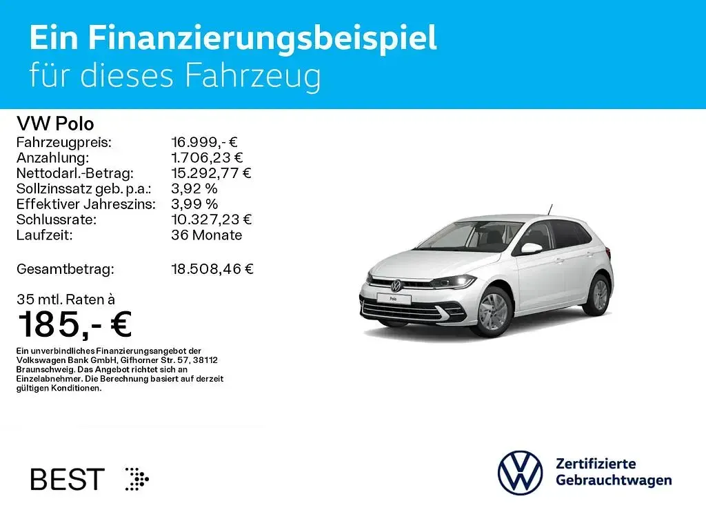 Gebraucht VW Polo Style 95 PS (69 kW) 2022 Weiß Kleinwagen