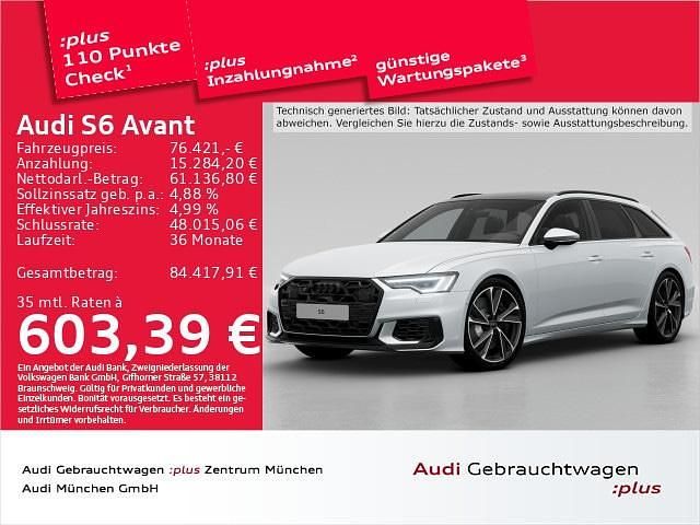 Gletscherweiß metallic Gebraucht 2024 Audi S6 Ambiente Kombi | 76.421 € (Teuer) - Bild 1/2
