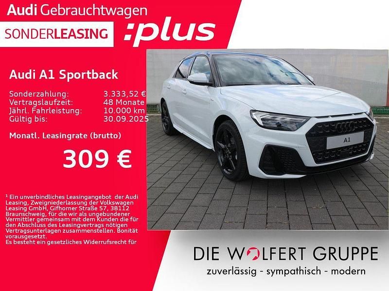 Gletscherweiß metallic Gebraucht 2025 Audi A1 Sportback S-Line Kleinwagen | 30.919 € (Teuer) - Bild 1/4