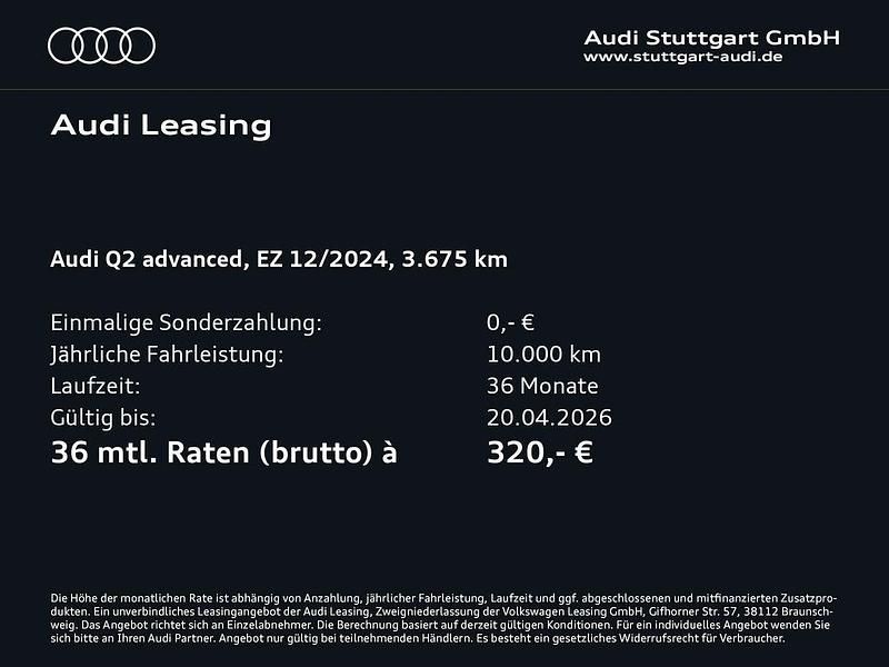 Gebraucht Audi Q2 Advanced Plus 150 PS (110 kW) 2024 Tausilber metallic SUV