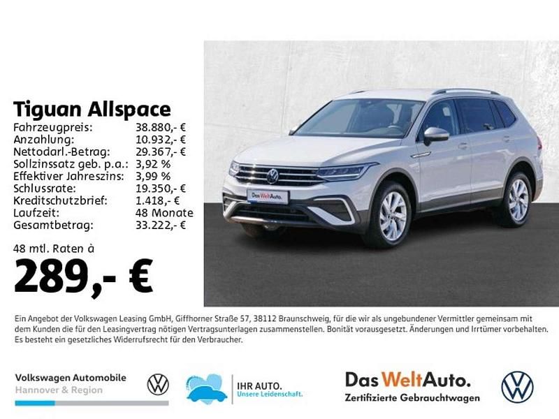 Pure white Gebraucht 2022 VW Tiguan Allspace Life SUV | 38.880 € (Teuer) - Bild 1/3