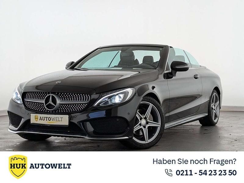 Obsidianschwarz Gebraucht 2017 Mercedes C200 AMG line Cabrio | 24.460 € (Fairer Preis) - Bild 1/3