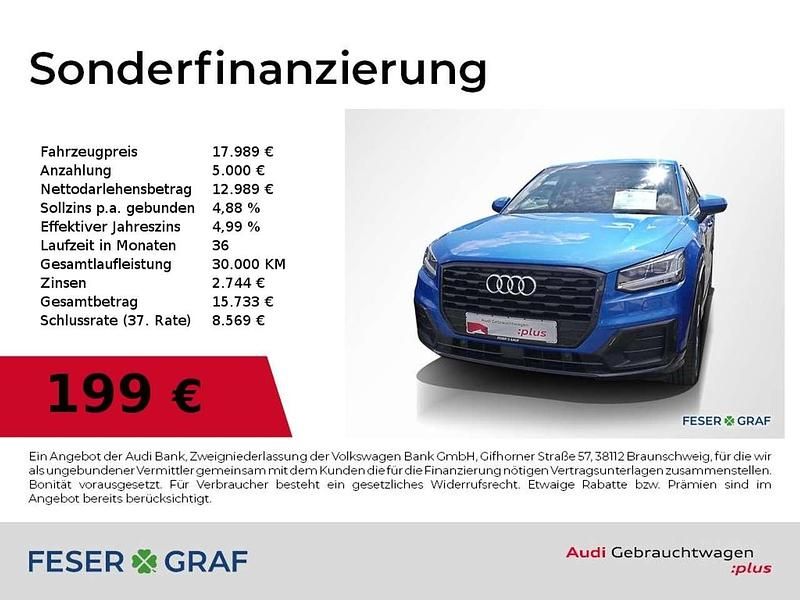 Arablau kristalleffekt Gebraucht 2018 Audi Q2 Design SUV | 17.989 € (Fairer Preis) - Bild 1/2