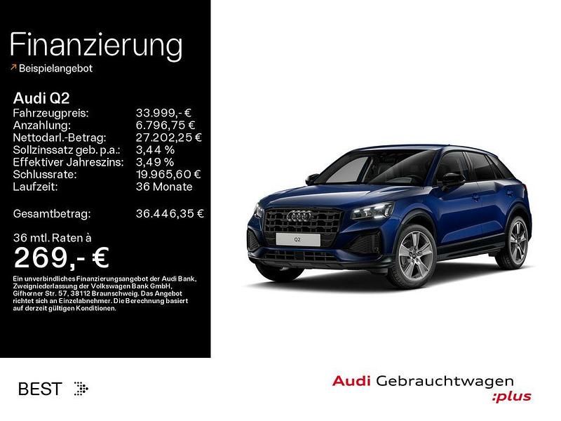 Navarrablau metallic (metallic) Gebraucht 2025 Audi Q2 Advanced SUV | 33.999 € (Teuer) - Bild 1/4