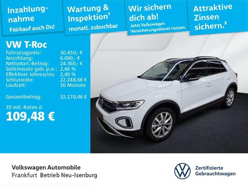 Weiß (pure white/schwarz) Gebraucht 2025 VW T-Roc Goal SUV | 30.451 € (Superpreis) - Bild 1/3