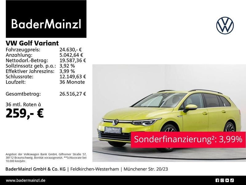 Limonengelb metallic (metallic) Gebraucht 2022 VW Golf VIII Style Kombi | 24.630 € (Fairer Preis) - Bild 1/3
