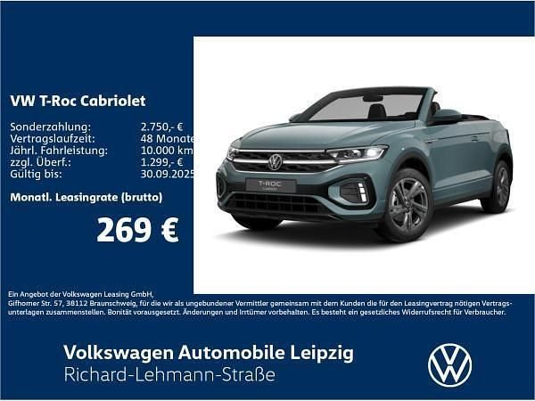 Blau (petroleum blue meattlic) Neu 2025 VW T-Roc Cabriolet R-line Cabrio | 41.191 € (Superpreis) - Bild 1/3