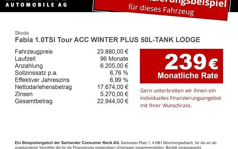 Neu Skoda Fabia Tour 95 PS (69 kW) 2025 Weiß Limousine