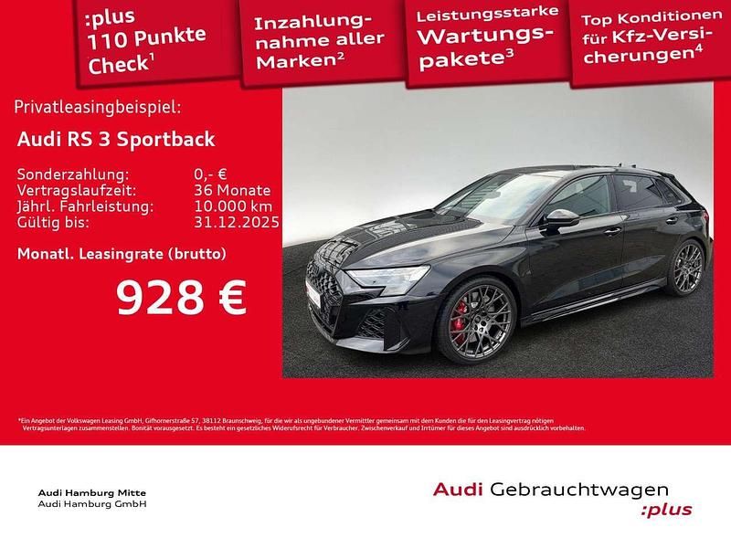 Mythosschwarz metallic Gebraucht 2025 Audi RS3 Sportback Ambiente Kleinwagen | 70.450 € (Fairer Preis) - Bild 1/3