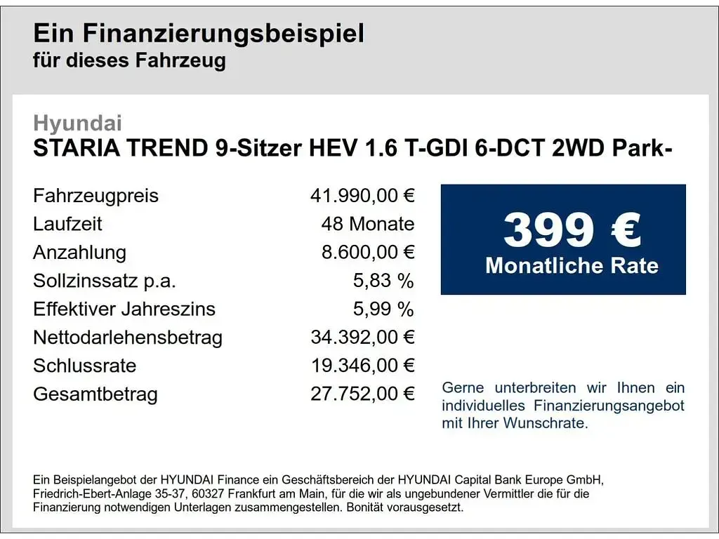 Gebraucht Hyundai Staria Trend 224 PS (164 kW) 2024 Schwarz Van / Kleinbus