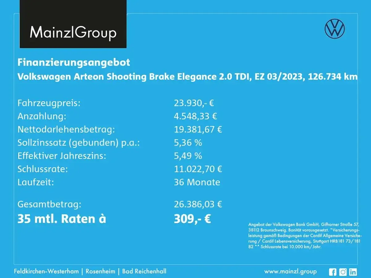 Gebraucht VW Arteon Elegance 150 PS (110 kW) 2023 Mangangrau metallic (metallic) Kombi