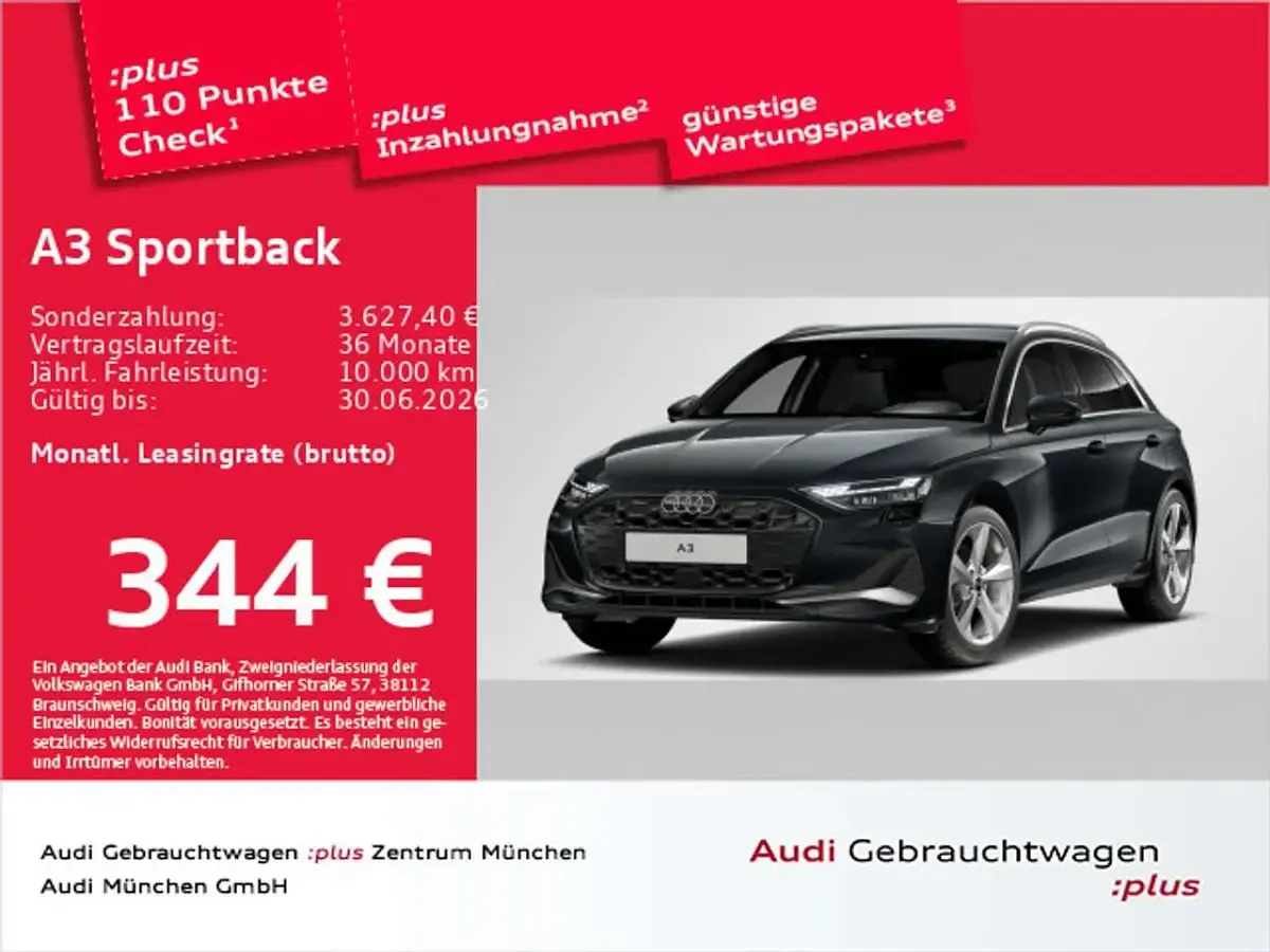 Usata Audi A3 Advanced 150 CV (110 kW) 2025 Grigio Berlina