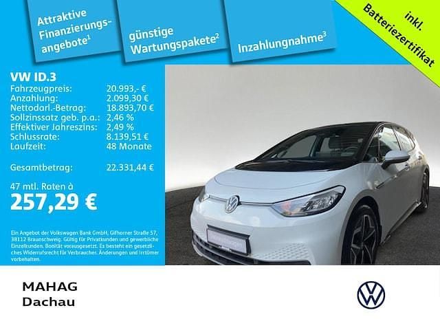 Weiß Gebraucht 2022 VW ID.3 Pro Performance Kleinwagen | 20.993 € (Guter Preis) - Bild 1/3