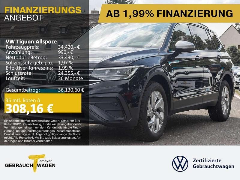 Schwarz Gebraucht 2024 VW Tiguan Allspace Life SUV | 34.420 € (Guter Preis) - Bild 1/4