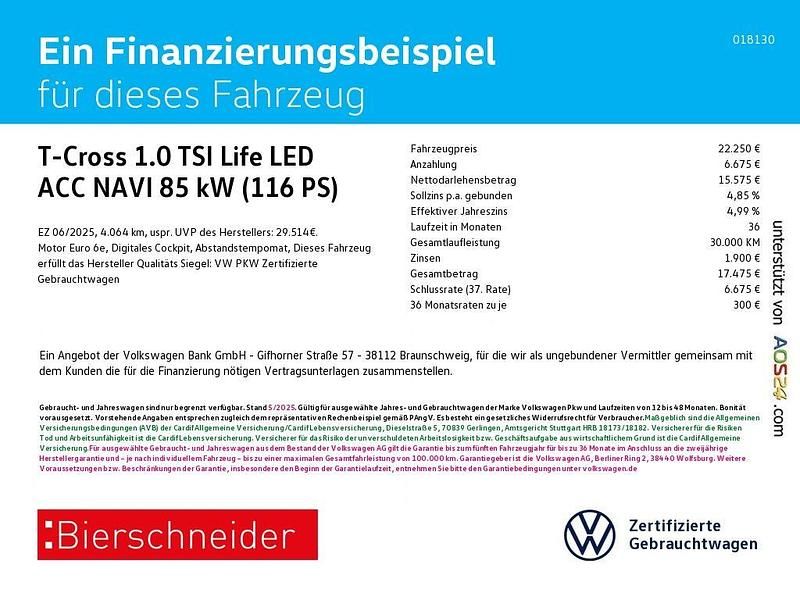 Silber Gebraucht 2025 VW T-Cross Life SUV | 22.250 € (Guter Preis) - Bild 1/4