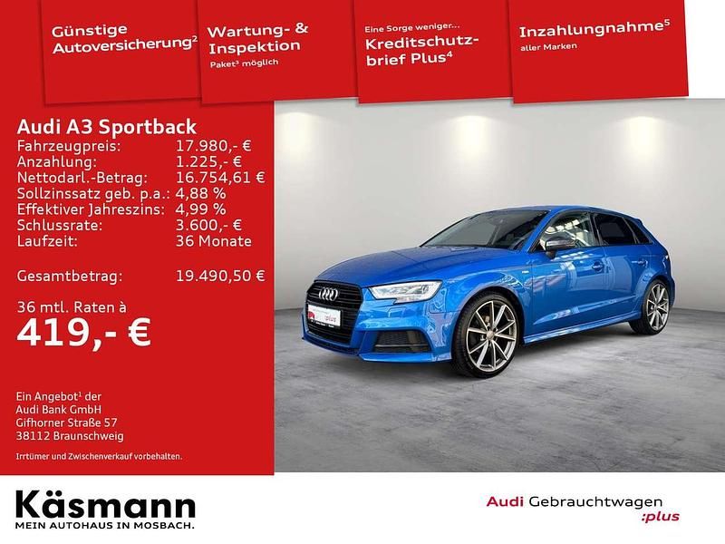 Arablau kristalleffekt Gebraucht 2017 Audi A3 S-Line Limousine | 17.980 € (Guter Preis) - Bild 1/4