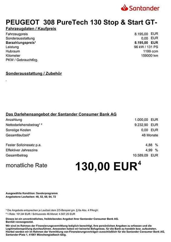 Gebraucht Peugeot 308 Allure GT-Line 131 PS (96 kW) 2019 Schwarz perla nera Kombi