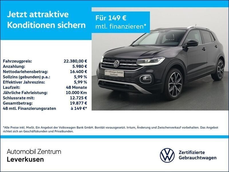 Schwarz / deep black (metallic) Gebraucht 2021 VW T-Cross Style SUV | 22.980 € (Fairer Preis) - Bild 1/3