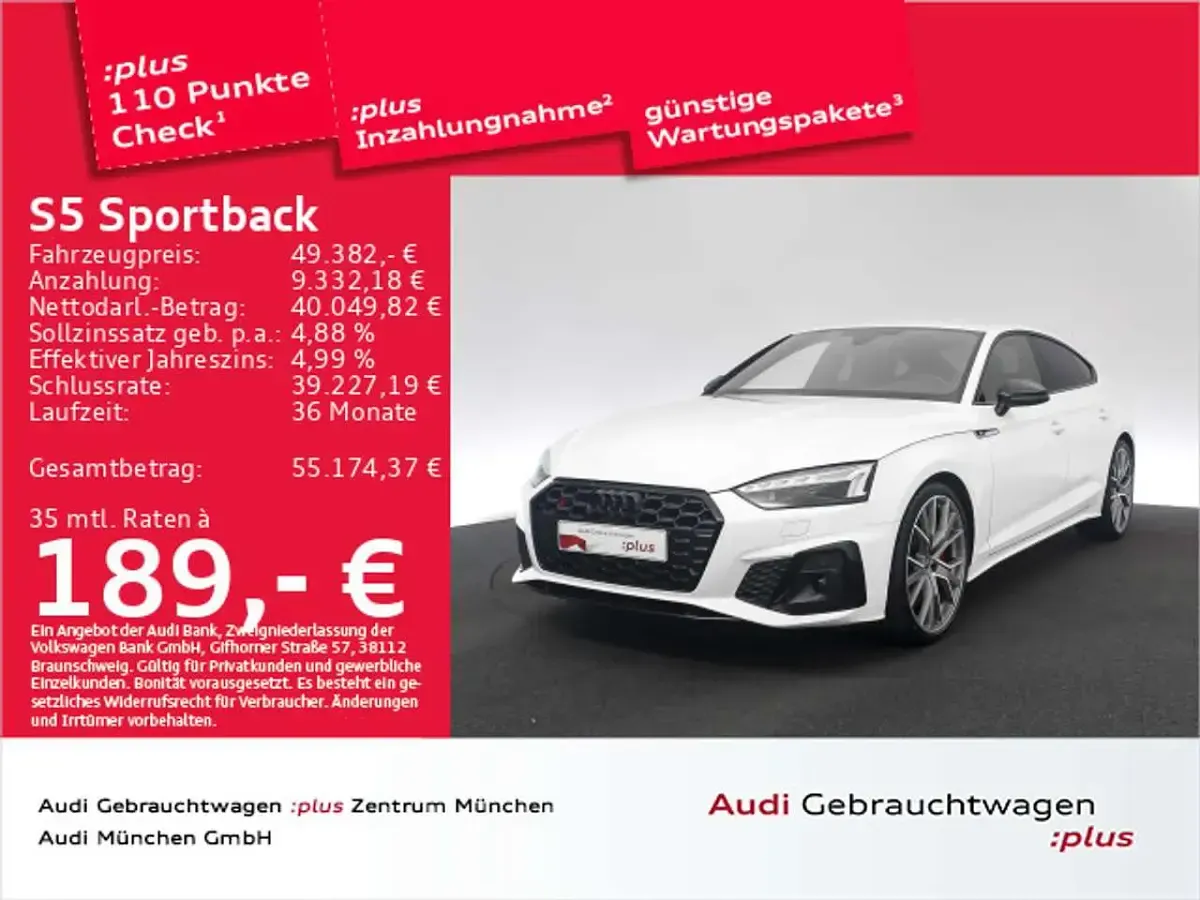 Usata Audi S5 341 CV (250 kW) 2023 Bianco Coupé
