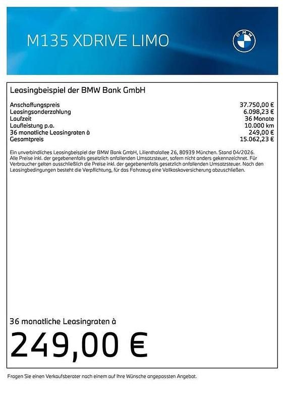 Używany BMW M135 Efficient Dynamics 300 KM (220 kW) 2024 Czarny Hatchback