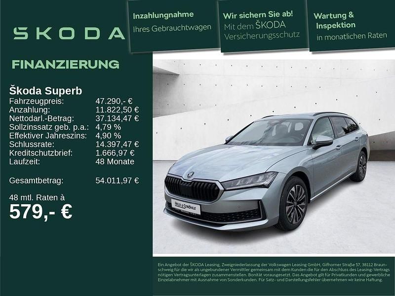 Neu Skoda Superb Selection 150 PS (110 kW) 2025 F0 pebble silber metallic Kombi