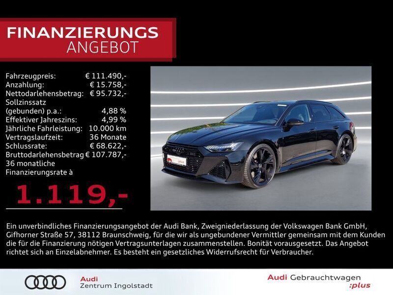 Schwarz metallic Gebraucht 2023 Audi RS6 Ambiente Kombi | 111.490 € (Superpreis) - Bild 1/3
