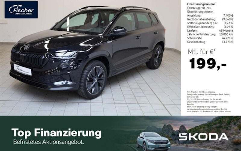Schwarz Gebraucht 2024 Skoda Karoq SportLine SUV | 36.440 € (Guter Preis) - Bild 1/4