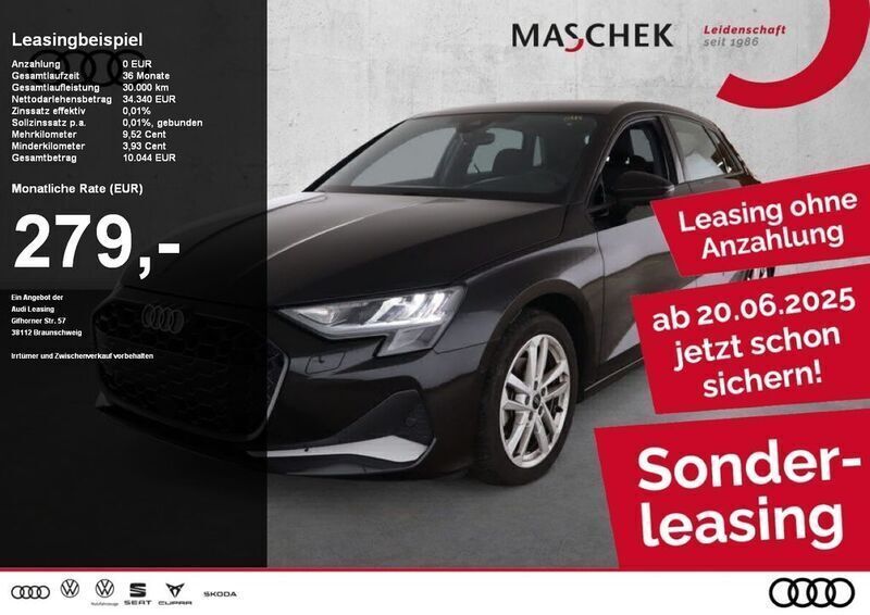 Mythosschwarz metallic Gebraucht 2024 Audi A3 Sportback Advanced Plus Limousine | 33.840 € (Fairer Preis) - Bild 1/4