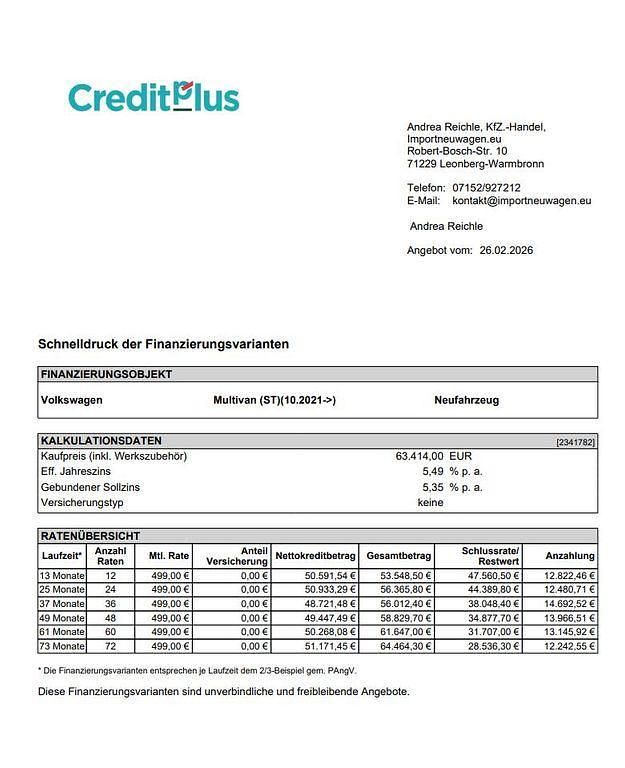 Neu VW Multivan Style 150 PS (110 kW) 2026 Fortanarot metallic Van