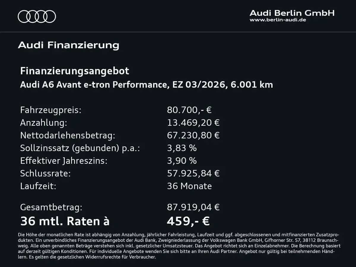 Gebraucht Audi A6 e-tron Performance 269 kW (367 PS) 2025 Gletscherweiß metallic Kombi